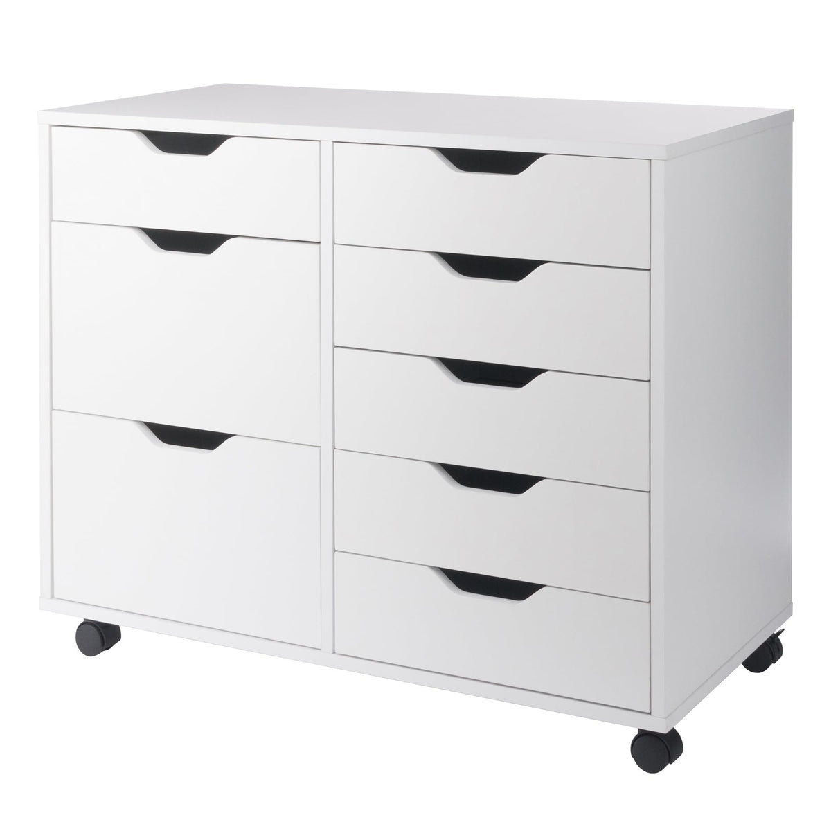 Winsome Halifax Storage Mobile Cabinets, 2 Doors, 6 Drawers, For Home Office, White