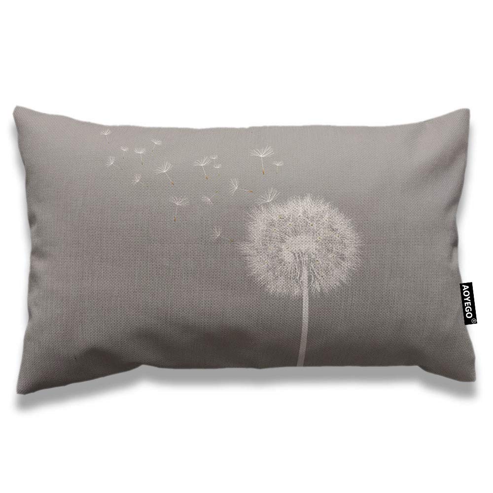 Aoyego Dandelion Throw Pillow Cover 12X20 Inch Summer Nature Wild Botanical Dandelion Blossom In Wind Sky Air Rectangle Pillow C