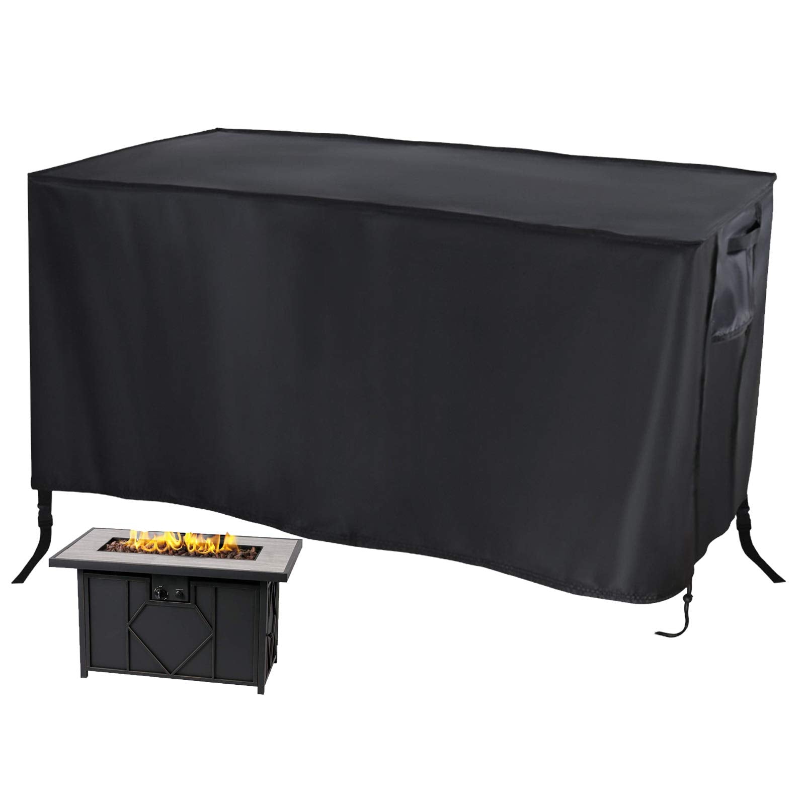 Saking Fire Table Cover Rectangular 42 X 24 X 24 Inch - Waterproof Windproof Anti-Uv Heavy Duty Cover For Gas Fire Pit Furniture