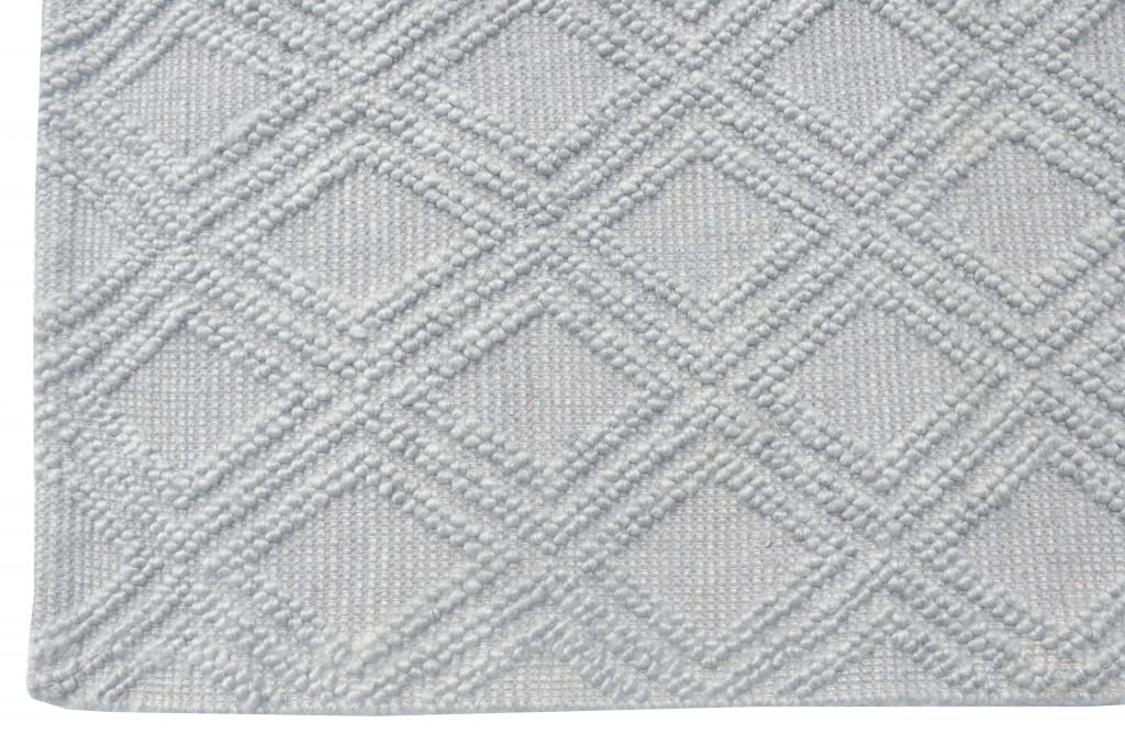 HomeRoots Grey PET Yarn 8’ x 11’ Gray Diamond Lattice Modern Area Rug