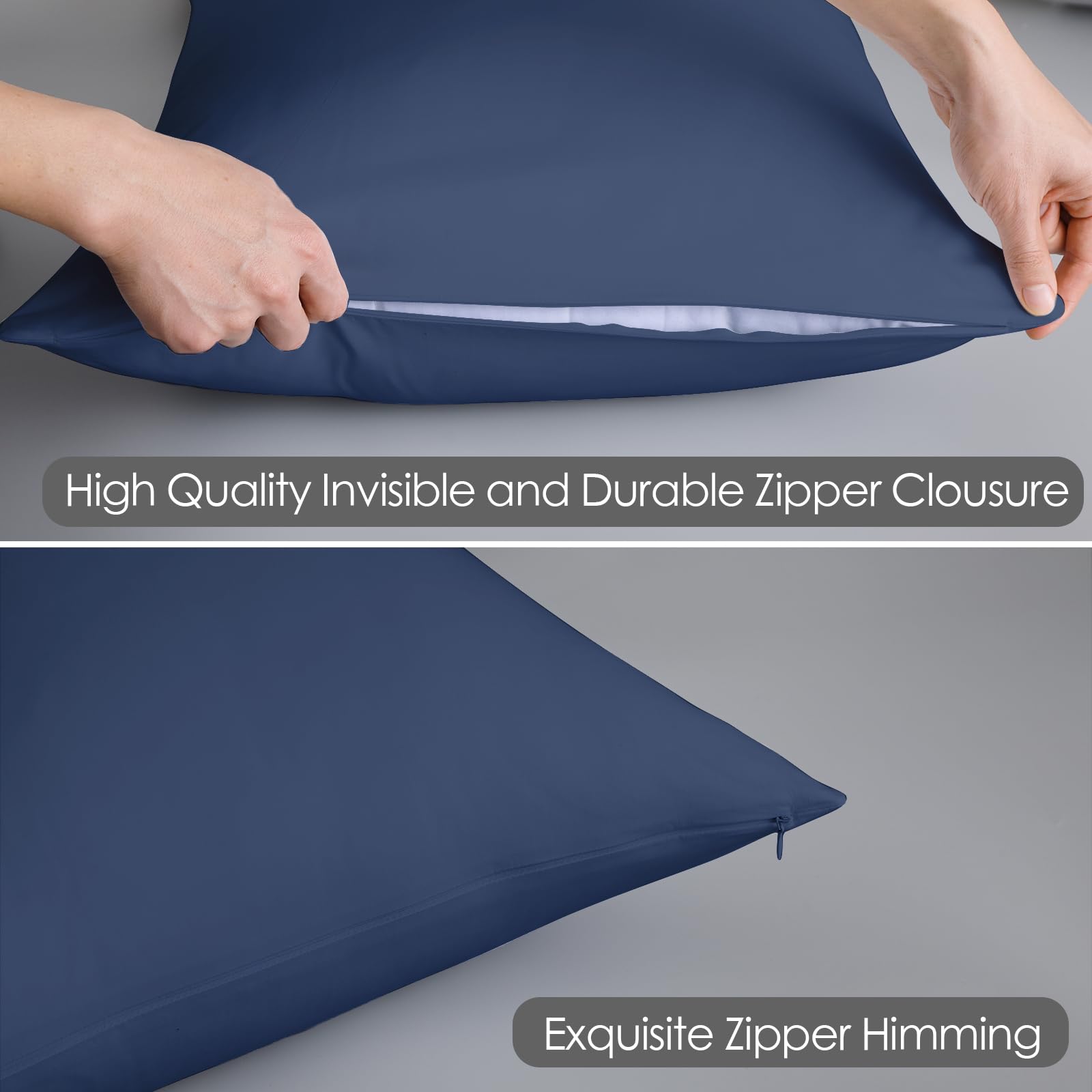 4 Pack Pillow Protector King Size 100% Egyptian Cotton Pillow Covers, 400 Thread Count Sateen Weave Cooling Pillow Cases With Zi