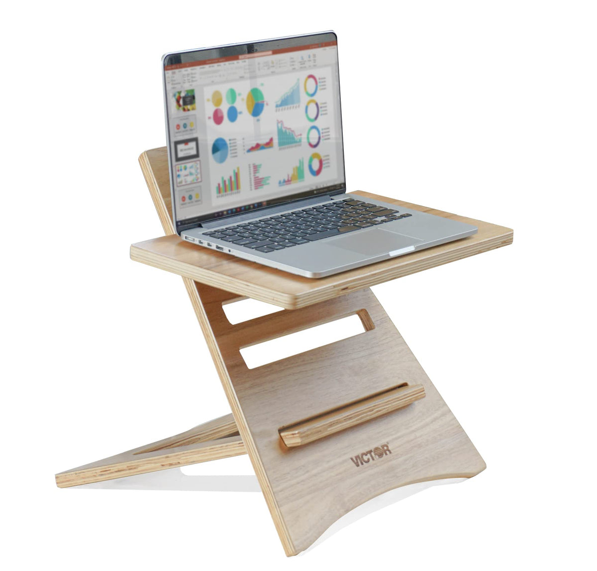 Victor DC150A High Rise Collection Acacia Wood Adjustable Laptop Stand, Portable, Fast Assembly, Perfect for Dorms/Bedrooms/Small Offices