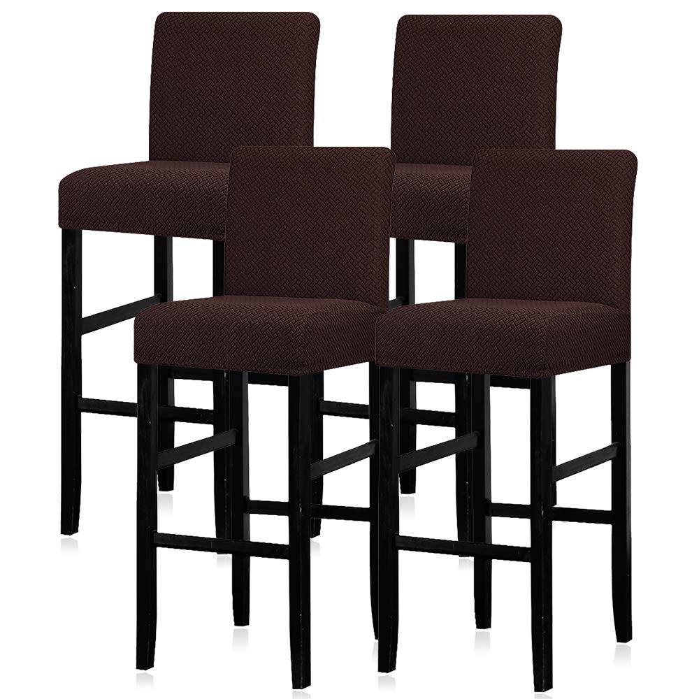 Lellen Reusable Pub Counter Stool Chair Covers Slipcover Stretch Removable Washable Dining Room Chair Covers Set Of 4 (2786-Deep