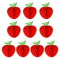 FEPITO 10 Pack 7 Inch Apple Tissue Honeycomb Hanging Red Paper Apple Decorations Fruit Decoration for Back to School, Baby Showe