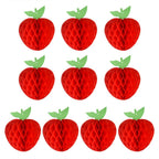 FEPITO 10 Pack 7 Inch Apple Tissue Honeycomb Hanging Red Paper Apple Decorations Fruit Decoration for Back to School, Baby Showe