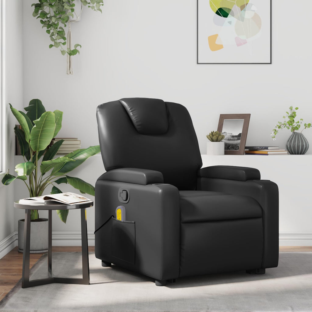 vidaXL Manual Recliner Chair for Living Room, Adjustable Recliner with Padded Seat & Backrest, Home Theater Seating with Side Pocket & Cup Holders, Gray Leather