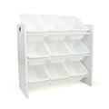 Humble Crew 9-Bin Toy Organizer - Cambridge White Plastic Bins, 3-Tier Storage Solution for Kids Playrooms and Nurseries