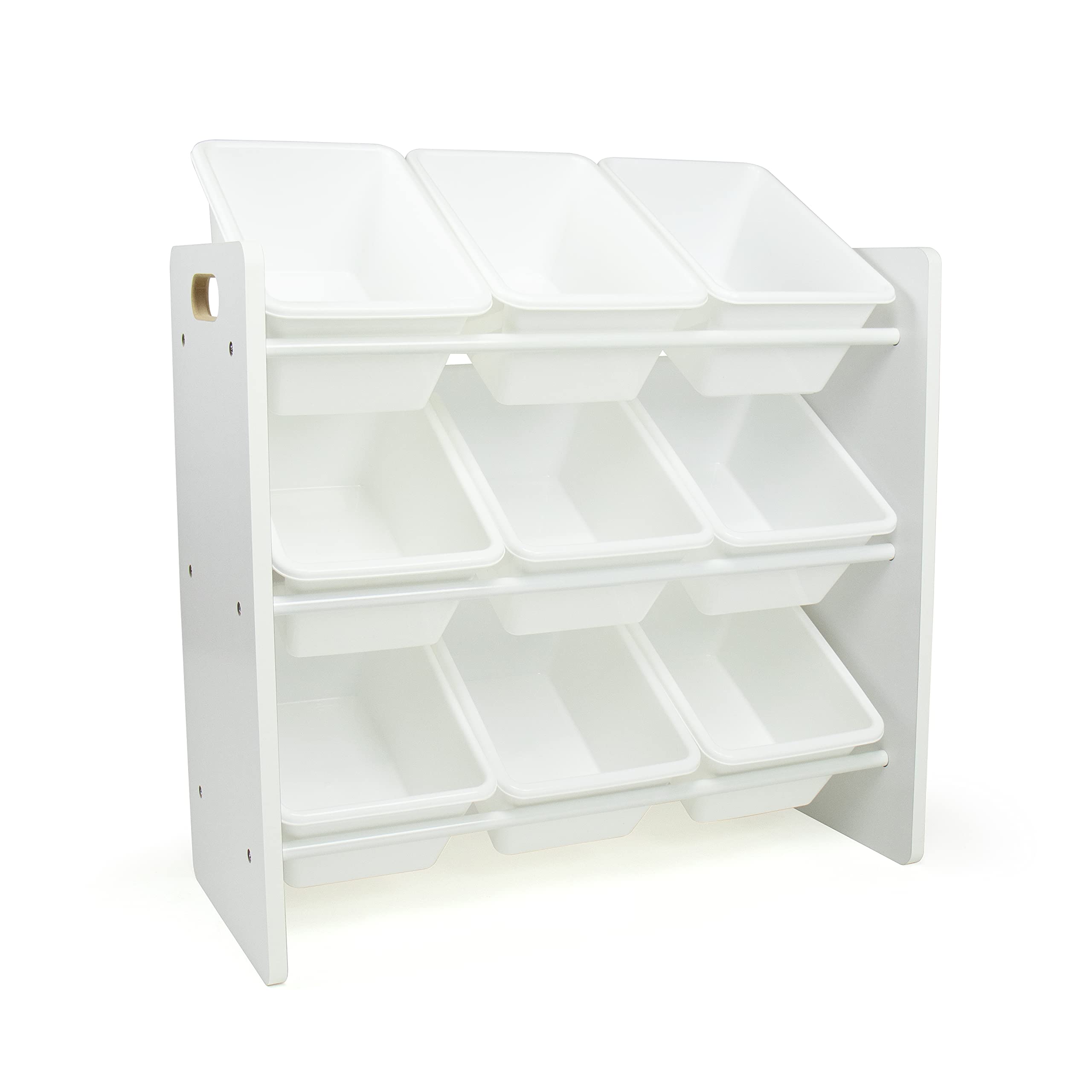 Humble Crew 9-Bin Toy Organizer - Cambridge White Plastic Bins, 3-Tier Storage Solution for Kids Playrooms and Nurseries