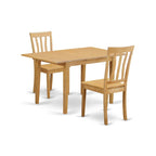East West Furniture NOAN3-OAK-W 3 Piece Dining Room Table Set Contains a Rectangle Wooden Table with Butterfly Leaf and 2 Kitchen Dining Chairs, 32x54 Inch, Oak
