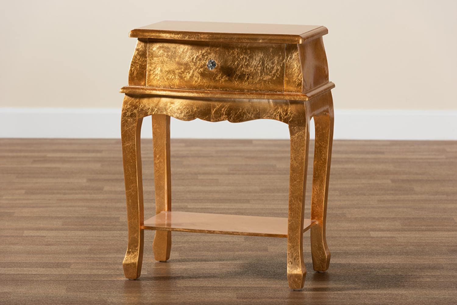 Baxton Studio Harriet Gold Finished Wood 1-Drawer End Table