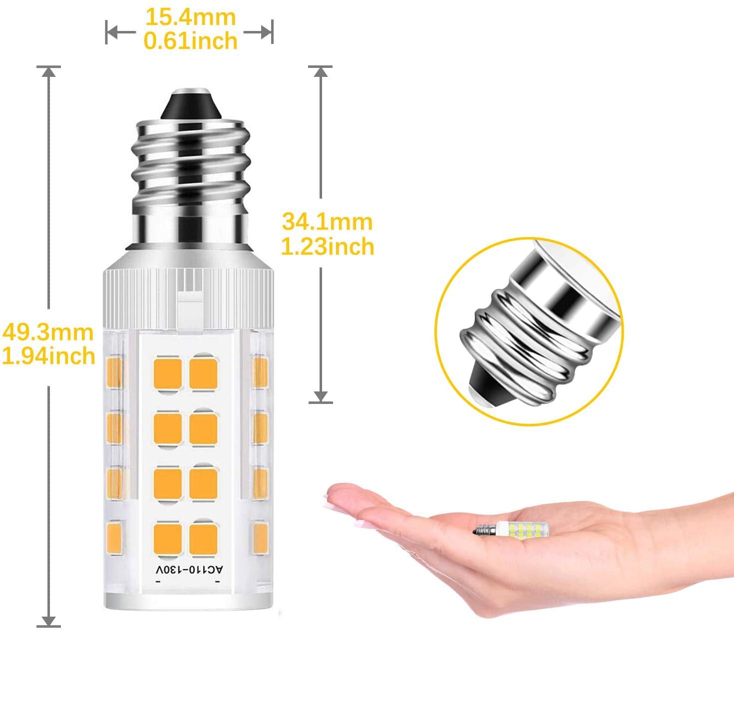 2Pack Led Makeup Mirror Bulb Replacement Mirror 20W Rp34B Light Bulb Fits Be151T Be71Ct Be47X Be47Br For Cosmetic Vanity Makeup