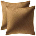 Dezene Throw Pillow Cases 12X20 Golden Brown: 2 Pack Cozy Soft Velvet Rectangular Decorative Pillow Covers For Farmhouse Home De