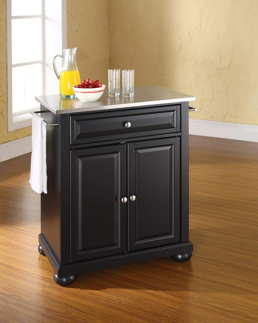 Crosley Furniture Alexandria Cuisine Kitchen Island With Stainless Steel Top - Classic Cherry