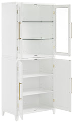 Crosley Furniture Roarke 2-Piece Glass Door China Hutch Kitchen Pantry Storage Cabinet Set, Dining Room, White