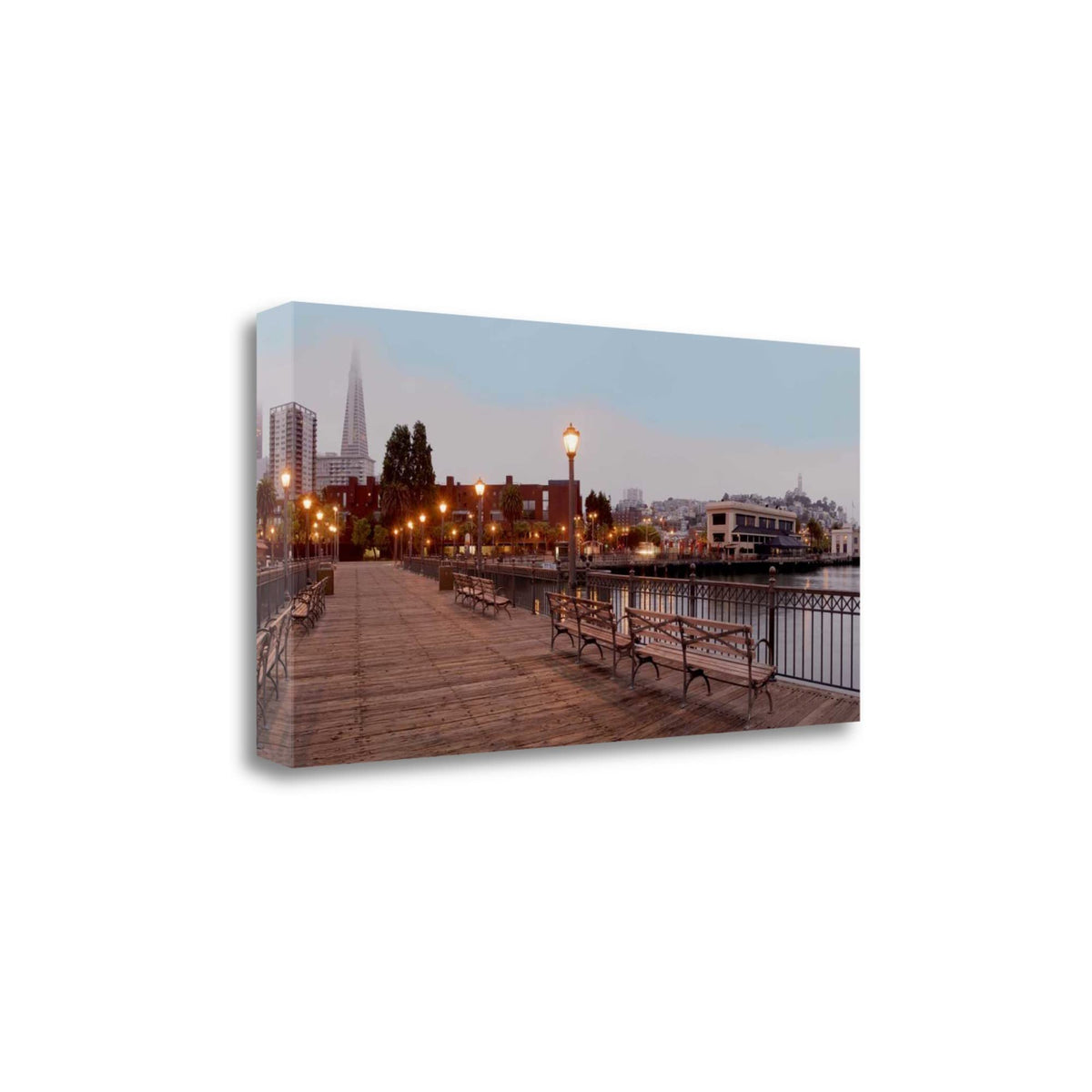 34' Contemporary Panoramic View City Pier Gallery Wrap Canvas Wall Art