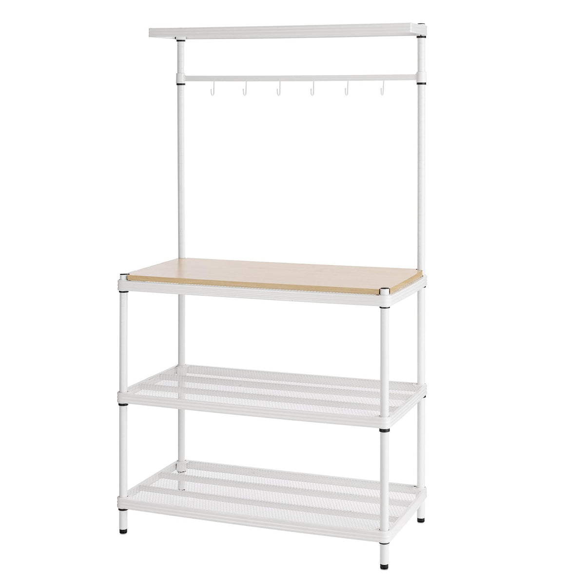 Design Ideas MeshWorks Metal Storage Utility Wood Top Shelving Unit Rack for Garage and Kitchen Storage, 35.4    x 17.7    x 63 