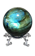 RALDMOV Natural Labradorite Sphere Rock Quartz Crystal Ball Healing Ornament Specimen + Pedestal (700g)