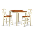East West Furniture VNKE3-WHI-W 3 Piece Kitchen Counter Set for Small Spaces Contains a Square Dining Room Table and 2 Dining Chairs, 36x36 Inch, Buttermilk & Cherry