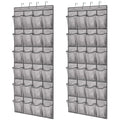 Gorilla Grip Over The Door Shoe Organizer, 2 Pack, 24 Breathable Mesh Pockets, Space Saving Hanging Storage Holder, Closet Rack Hanger Holds Up To 40 Lbs, Hangs On Closets, Shoes, Accessories, Gray