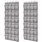 Gorilla Grip Over The Door Shoe Organizer, 2 Pack, 24 Breathable Mesh Pockets, Space Saving Hanging Storage Holder, Closet Rack Hanger Holds Up To 40 Lbs, Hangs On Closets, Shoes, Accessories, Gray