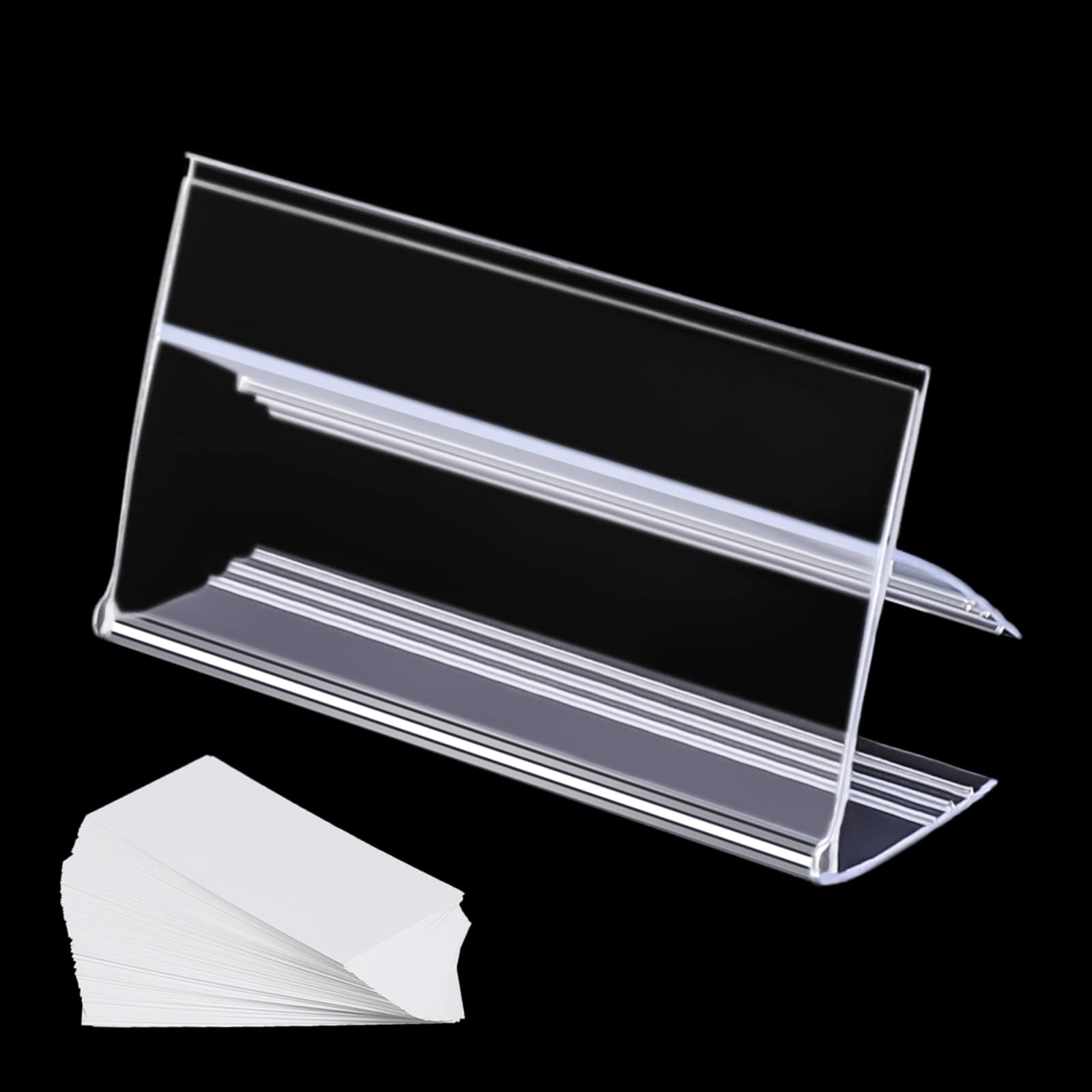 36Pcs Wood Shelf Label Holder Plastic Price Tag Holder Supermarket Retail Sign Pvc Clear Shelf Label Holder (Includes 50 Pieces