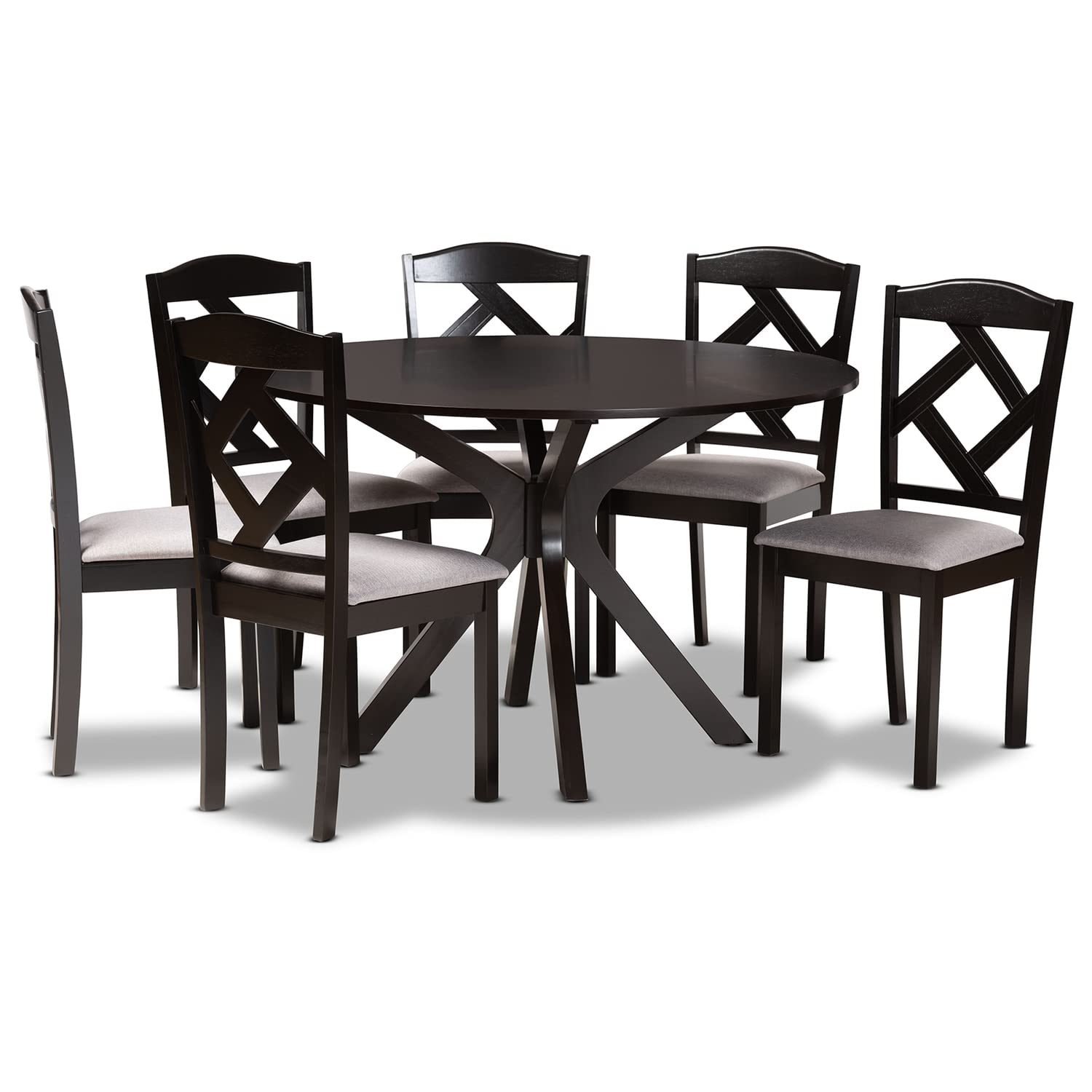 Baxton Studio Carlin Grey and Dark Brown Finished Wood 7-Piece Dining Set