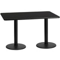 Flash Furniture 30'' x 60'' Rectangular Black Laminate Table Top with 18'' Round Table Height Bases