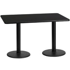 Flash Furniture 30'' x 60'' Rectangular Black Laminate Table Top with 18'' Round Table Height Bases