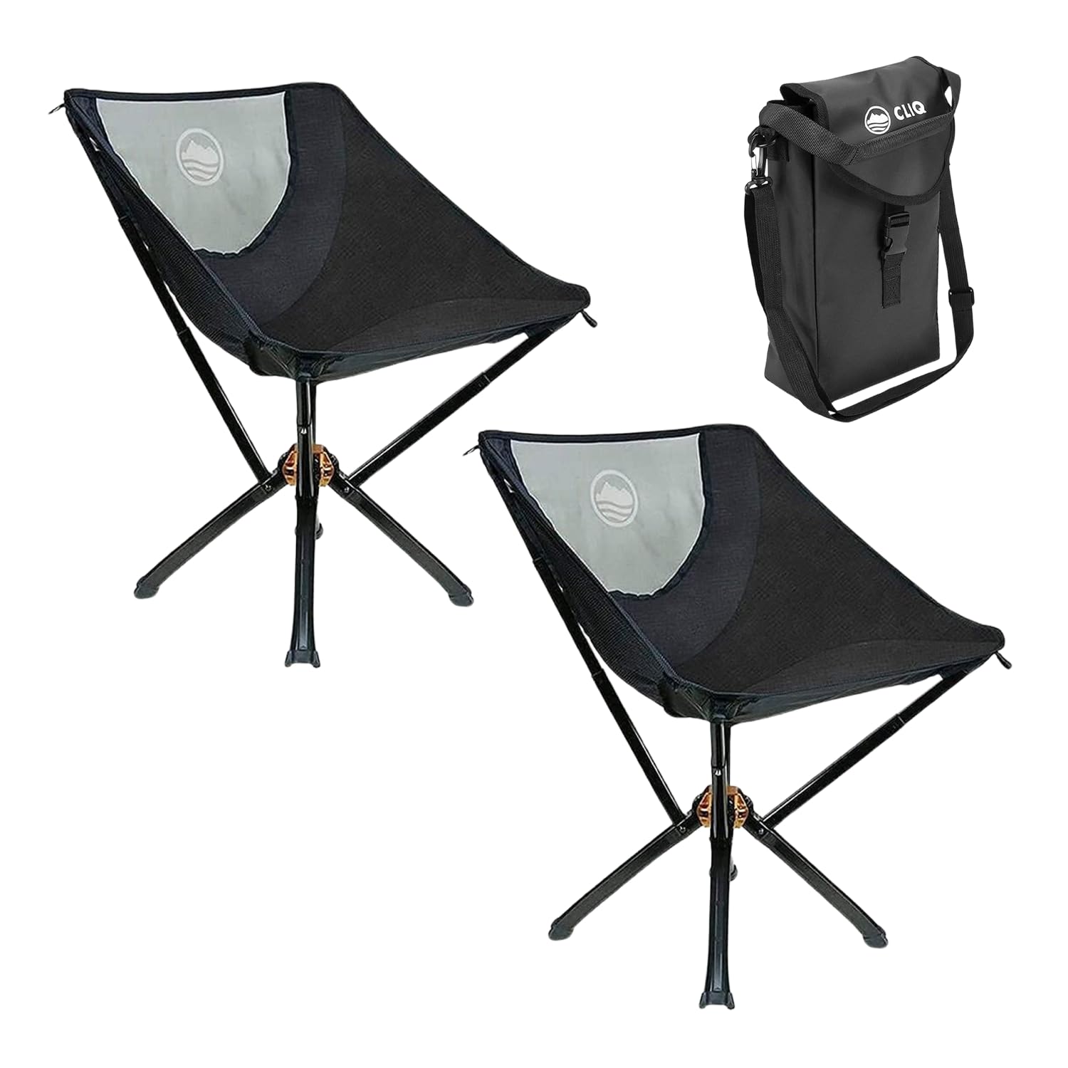 CLIQ Portable Chair Version 1.0 - Lightweight Folding Chair for Camping - Supports 300 Lbs - Perfect for Outdoor Adventures - Bl