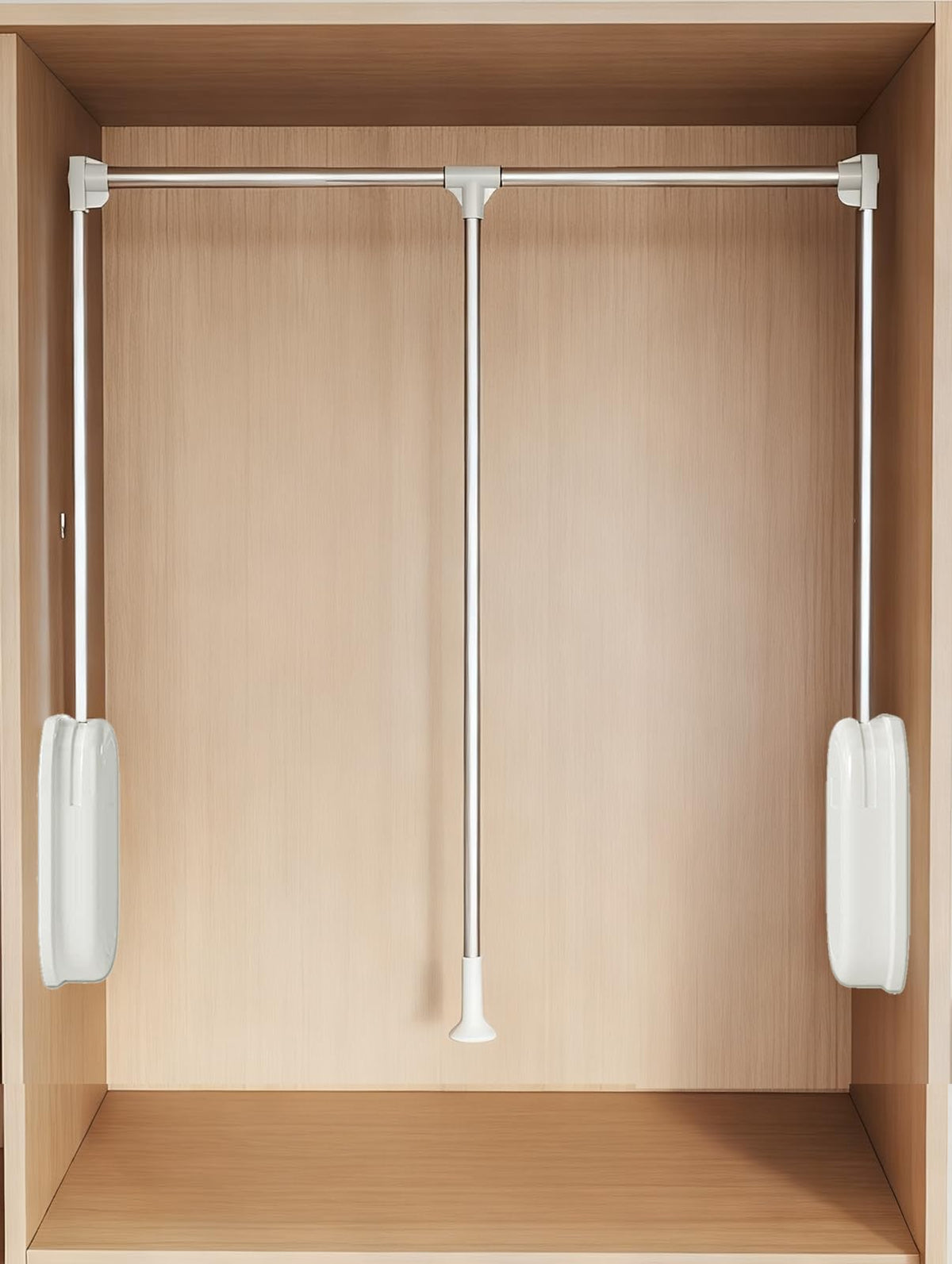 tonchean 3548 Inch Pull Down Closet Rod Heavy Duty 60 lbs Capacity White