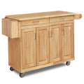 Homestyles General Line Kitchen Mobile Cart with Drop Leaf Breakfast Bar, 54 Inches Wide, Natural Hardwood, FURNITURE