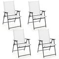 Giantex Patio Folding Chairs Set Of 4, Outdoor Lawn Chairs With Rustproof Metal Frame, Portable Dining Chairs For Porch, Deck, Garden, Backyard, Camping, White