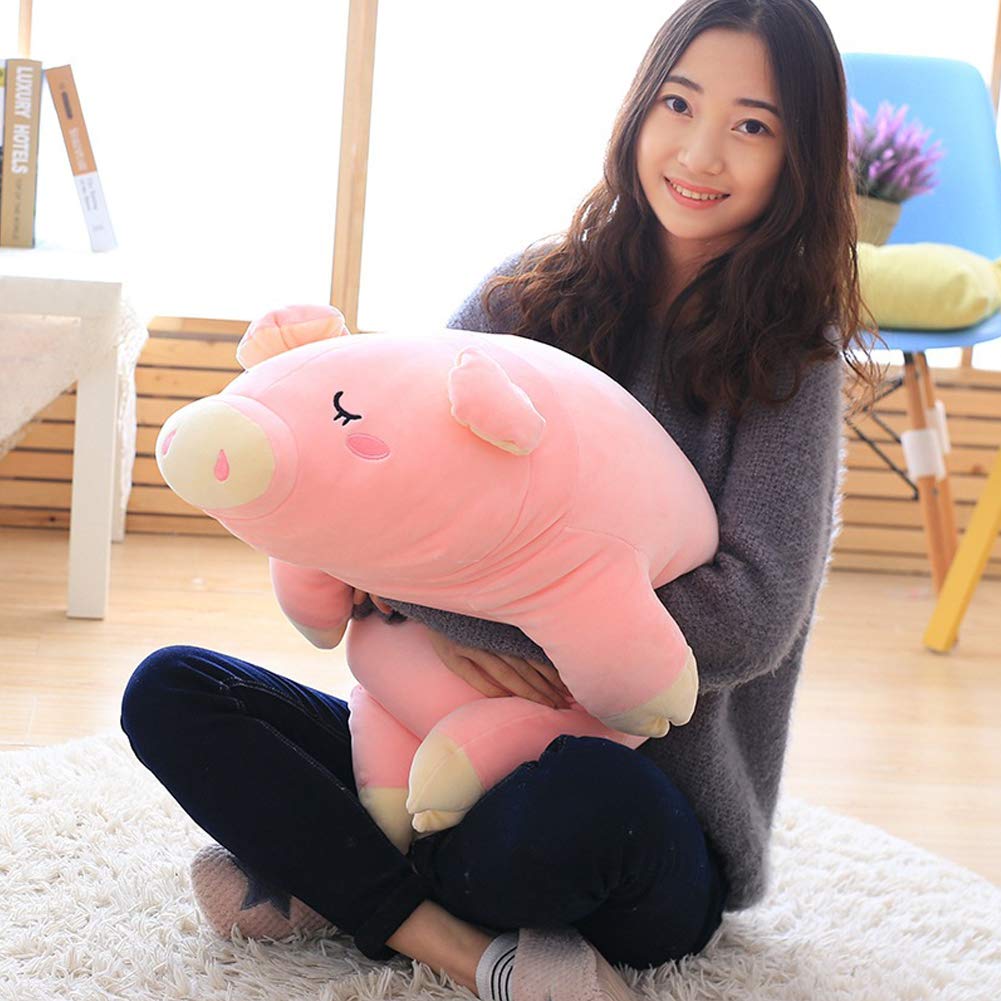 Ehotong Pig Plush Pillow, Piggy Soft Hugging Pillow Funny Cute Pig Stuffed Animal Toys Christmas Birthday Girlfriend Gift, 27 In