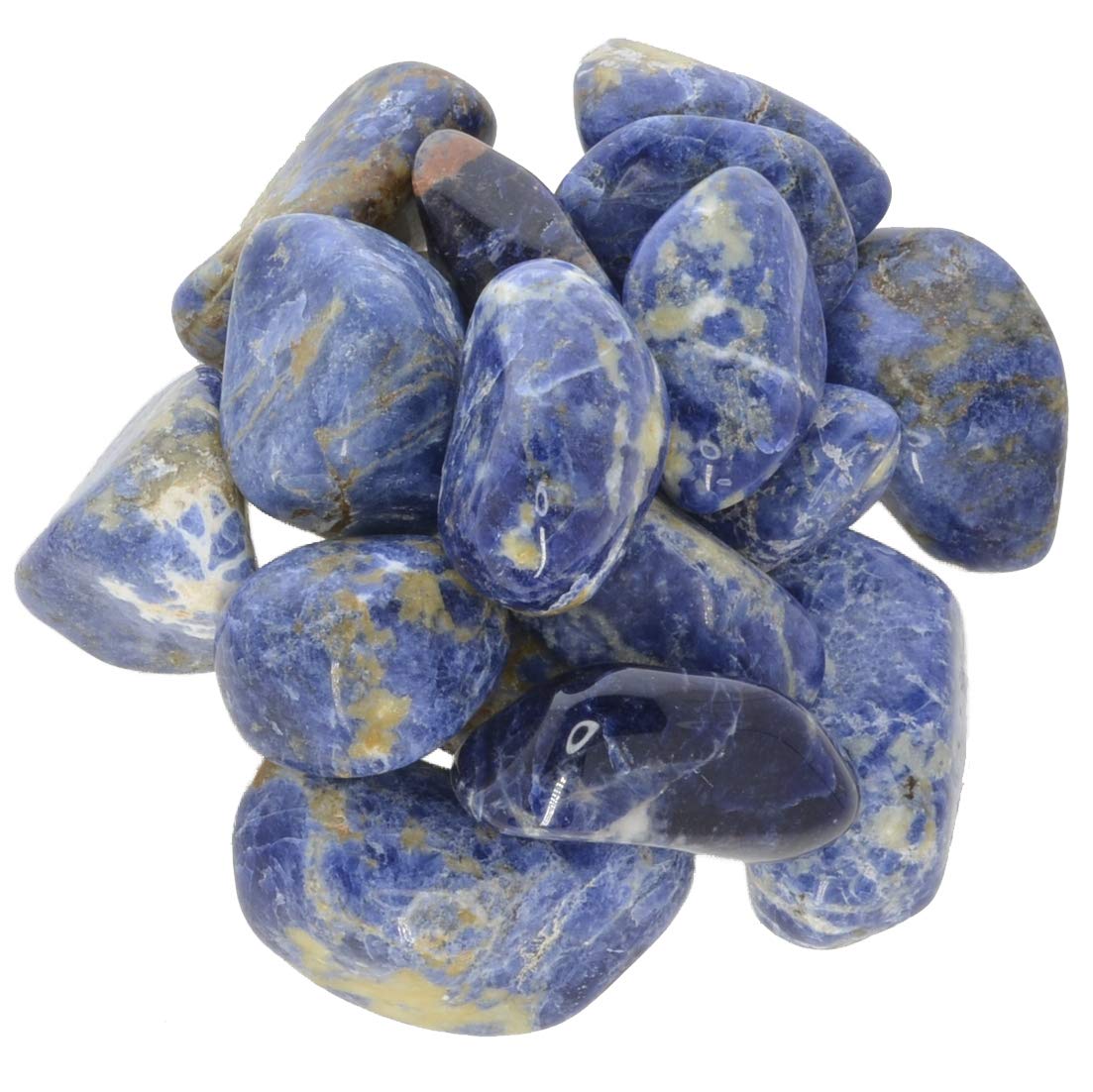 Hypnotic Gems Materials: 1 lb Sodalite Tumbled Stones - Grade 2 - Large - 1.25 to 1.75 Avg. - Bulk Natural Rocks Polished Gemsto