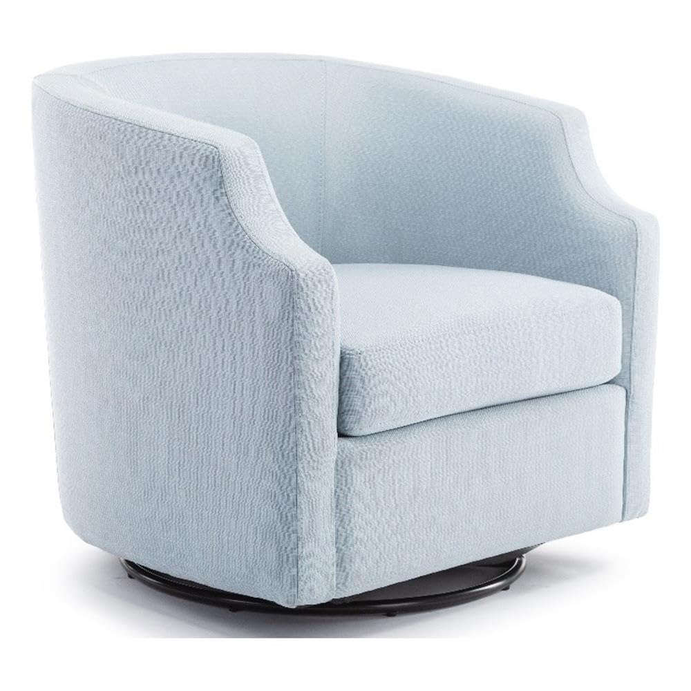 Comfort Pointe Infinity Polyester Fabric Swivel/Rocker Barrel Accent Chair with Pocket Coil Seat Cushion, 360 Degree Swivel, No Assembly Required, in Sky Blue Finish