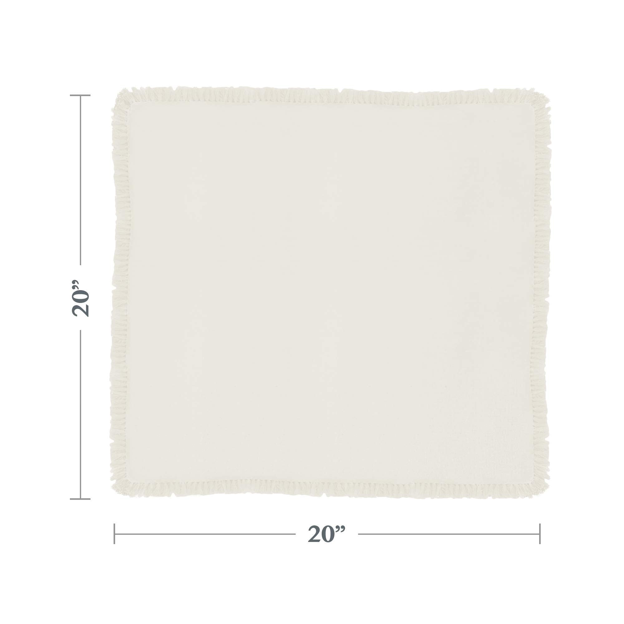 Saro Lifestyle 1234 Lizette Collection Fringed Design Festive Dinner Napkins (Set Of 4), Off White, 20'' Square, 4 Pieces