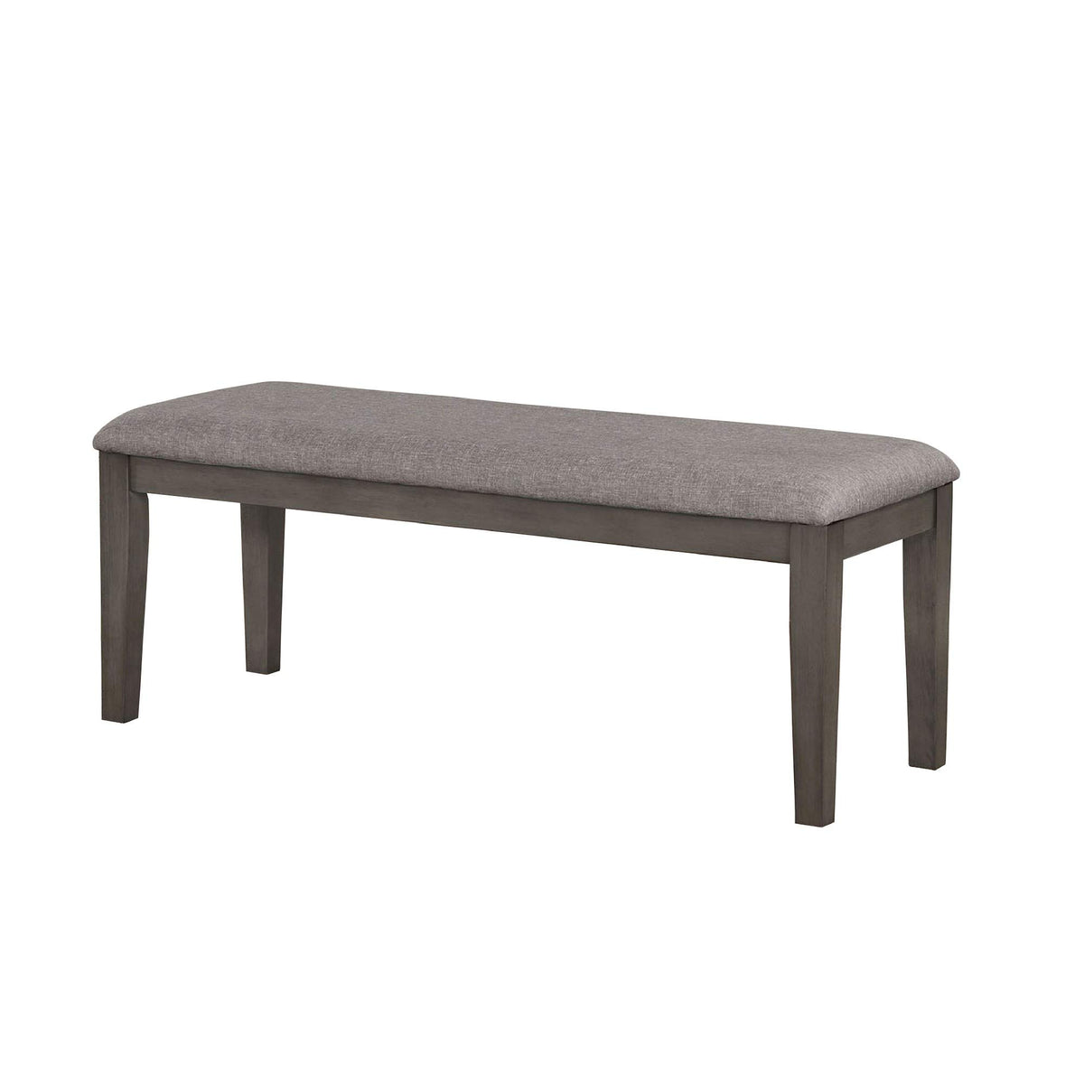 Benjara Rectangular Fabric Bench With Wooden Tapered Legs, Gray