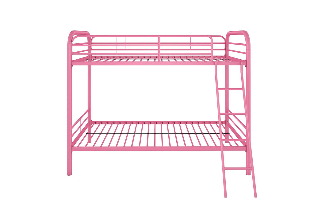 DHP Metal Twin over Twin Bunk Bed with Ladder, Pink, 5417296