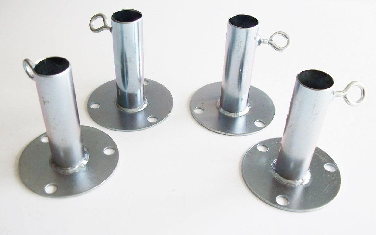 4Pc 1 5/8' Foot Pad Canopy Fitting/Batting Cage Ground Plate Fitting (Fwfp) - Fits 1 5/8' Chain Link Fencing Line Post Pipe Th