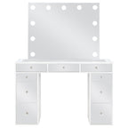 Coaster Home Furnishings Regina Contemporary 3-Piece 9-Drawer Mirrored Makeup Vanity Desk with Hollywood Vanity Mirror for Bedroom with Grey Velvet Upholstered Stool White 930245
