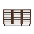 Baxton Studio Wholesale Interiors Gisela Oak and White 2-Tone Shoe Cabinet with 3 Doors