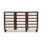 Baxton Studio Wholesale Interiors Gisela Oak and White 2-Tone Shoe Cabinet with 3 Doors