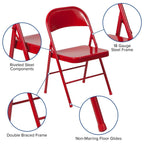 Flash Furniture 2 Pack Hercules Series Double Braced Red Metal Folding Chair