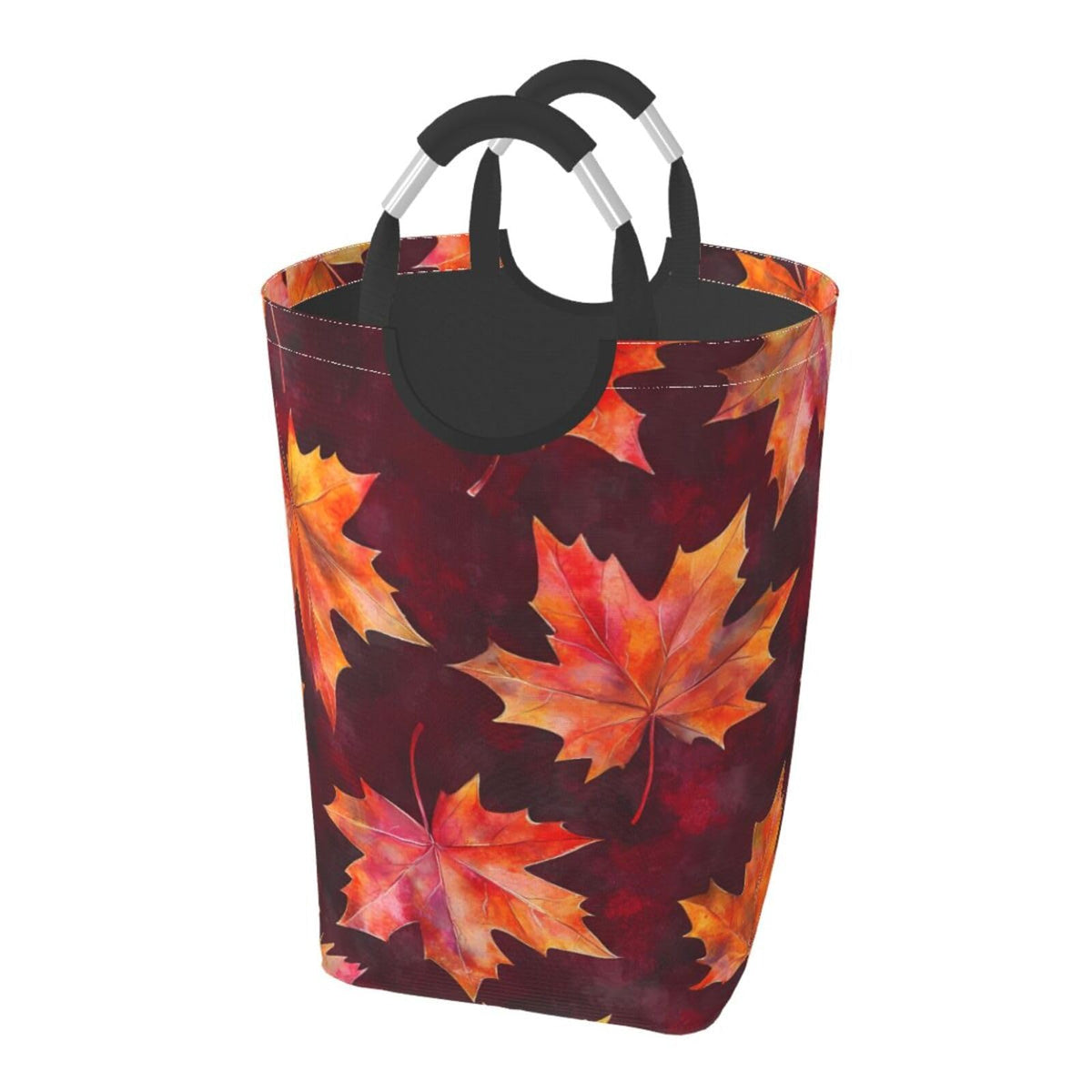 Autumn Leaves Pattern 50l Laundry Hamper With Handles Foldable Oxford Fabric Clothes Storage Basket