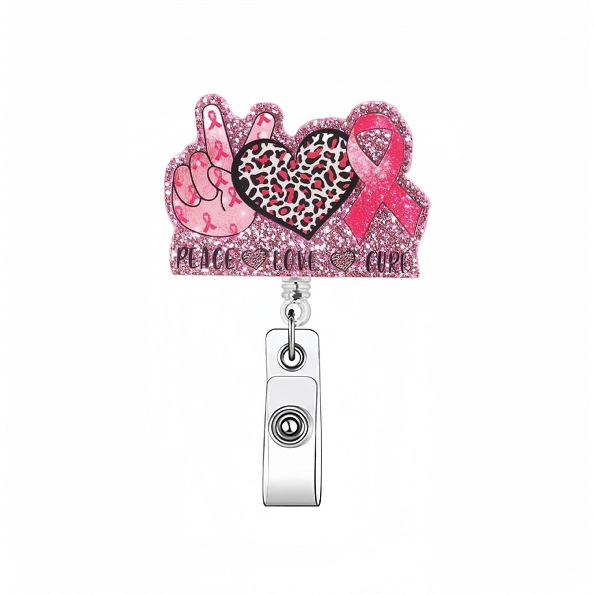 Valentine Day Love Badge Holder Silk Ribbon Retractable Alligator Badge Clip Valentine Acrylic Pink Nursing Badge Reel Valentine