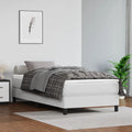 vidaXL Twin Box Spring Bed Frame - Faux Leather, White, 39.4"x74.8" Modern Aesthetic, Durable Material, Easy Assembly