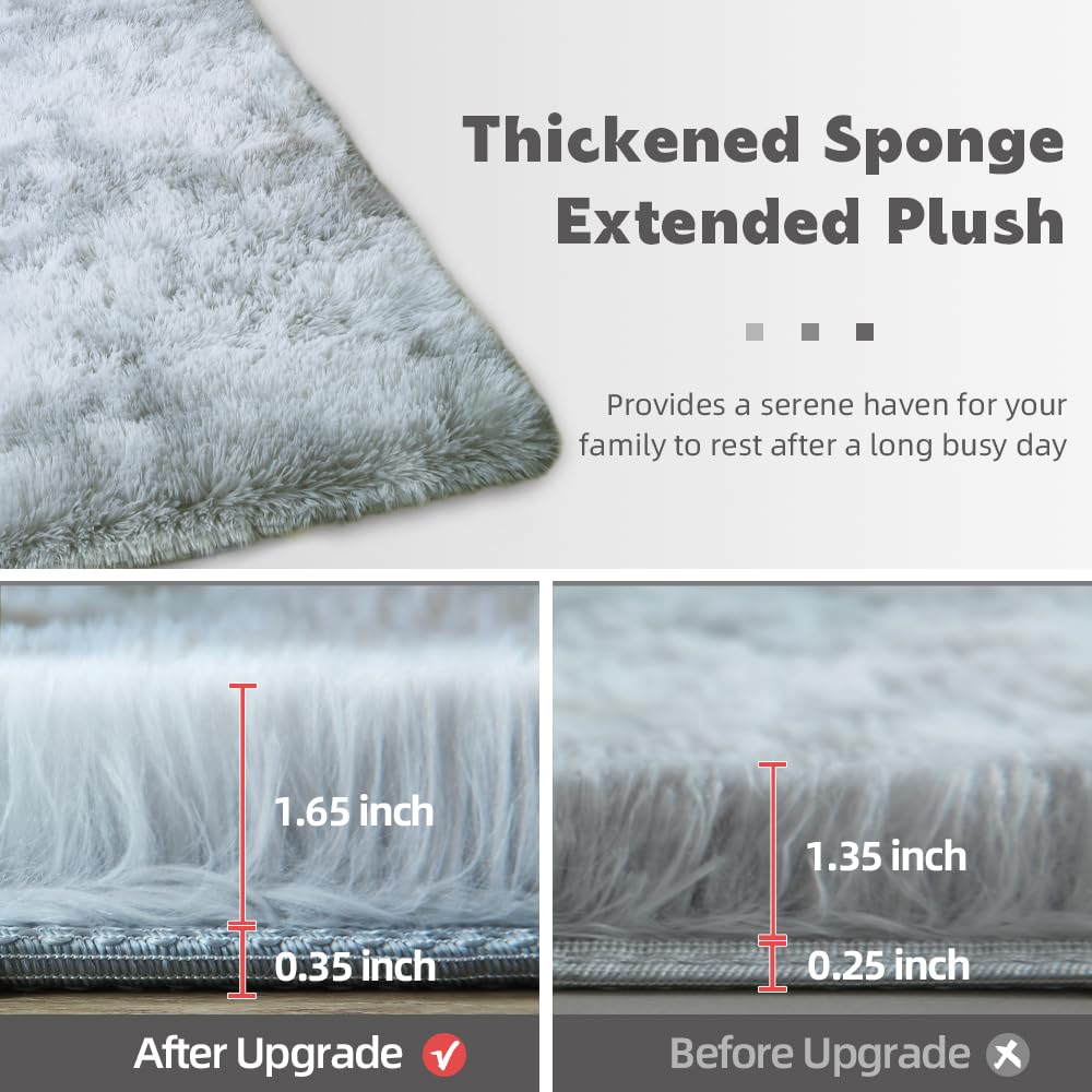 Kchowua 5X8 Rug For Living Room Fluffy Rugs Light Grey Rug For Bedroom Plush Machine Washable Area Rugs For Kids Baby Room Nurse