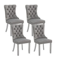 Velvet Dining Chairs Set Of 2, Kitchen & Dining Room Chairs, Upholstered Dining Chairs With Back Ring Pull And Silver Solid Wood