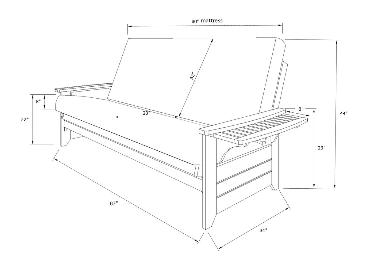 Kodiak Furniture Phoenix Full Size Futon in Butternut Finish with Storage Drawers, Canadian