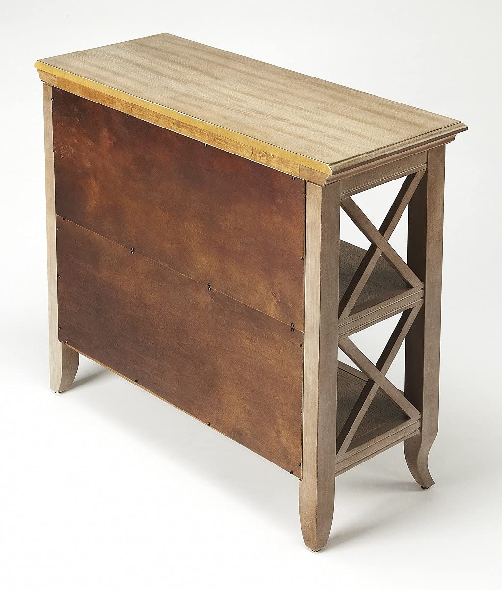 HomeRoots Gray Rubberwood Solids, MDF, Birch Veneer Newport Driftwood Low Bookcase